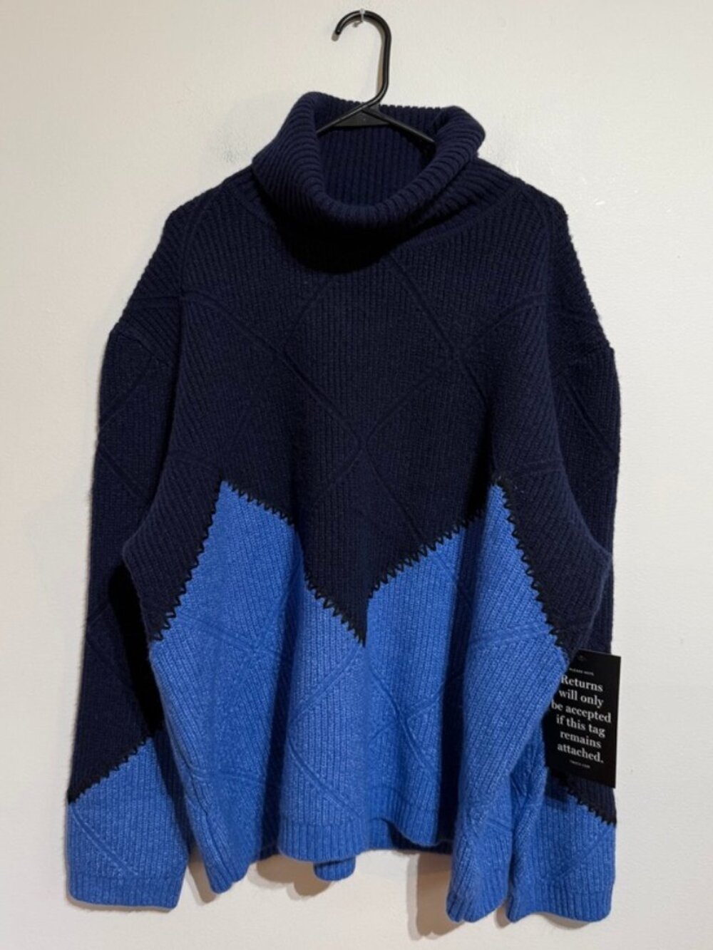 Hyacinth House Navy & Royal Blue Diamond Demi Turtleneck, XXL